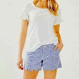 Lilly Pulitzer Buttercup Short in Crew Blue Tl Yarn Dye Stripe Floral Ey…